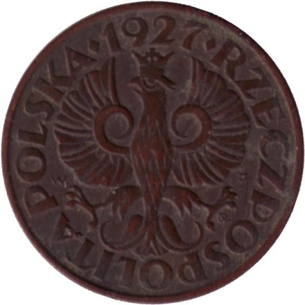 Монета 2 гроша. 1927 год, Польша. Монета 2 гроша. 1927 год, Польша.