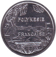 Монета 2 франка. 2012 год, Французская Полинезия. Монета 2 франка. 2012 год, Французская Полинезия.