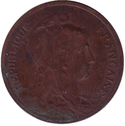 Монета 5 сантимов. 1898 год, Франция. Новый тип.