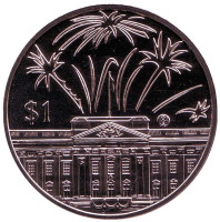50 лет правлению Королевы Елизаветы II. Салют. Монета 1 доллар. 2002 год, Восточно-Карибские государства.