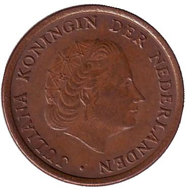 Монета 1 цент. 1967 год, Нидерланды. Монета 1 цент. 1967 год, Нидерланды.