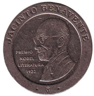 Монета 200 песет. 1997 год, Испания. Хасинто Бенавенте-и-Мартинес. Монета 200 песет. 1997 год, Испания. Хасинто Бенавенте-и-Мартинес.