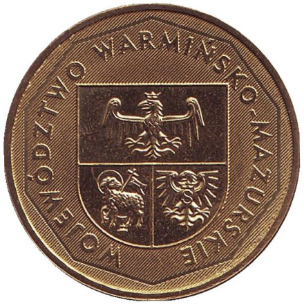 Монета 2 злотых, 2005 год, Польша. Варминско-Мазурское воеводство.