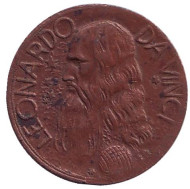 Леонардо да Винчи. Сувенирный жетон.