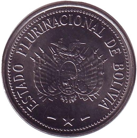 Монета 50 сентаво. 2010 год, Боливия. Монета 50 сентаво. 2010 год, Боливия.