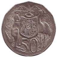 Монета 50 центов. 1973 год, Австралия. Монета 50 центов. 1973 год, Австралия.