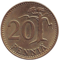 Монета 20 пенни. 1981 год, Финляндия. Монета 20 пенни. 1981 год, Финляндия.