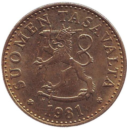 Монета 20 пенни. 1981 год, Финляндия.