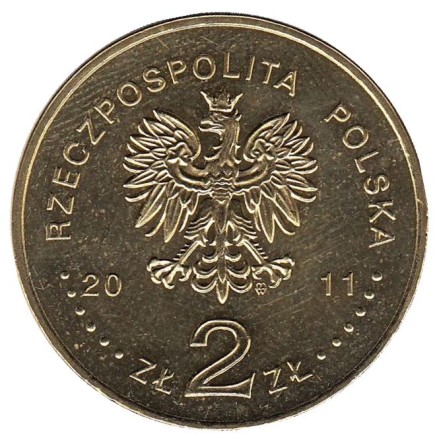 Монета 2 злотых, 2011 год, Польша. Ежи Васовский и Иеремия Пшибора.
