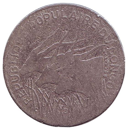 Монета 100 франков. 1982 год, Конго. Африканские антилопы. (Западные канны).