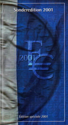 Набор из 2-х монет номиналами 1 франк и 1 евро. 2001 год, Франция. От франка к евро.
