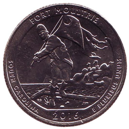Монета 25 центов (D). 2016 год, США. Форт Молтри. Парк № 35.