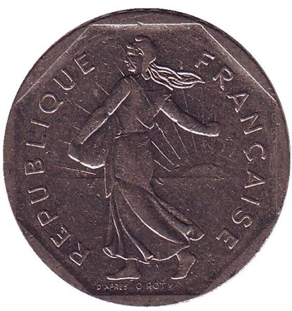 Монета 2 франка. 1981 год, Франция. Монета 2 франка. 1981 год, Франция.