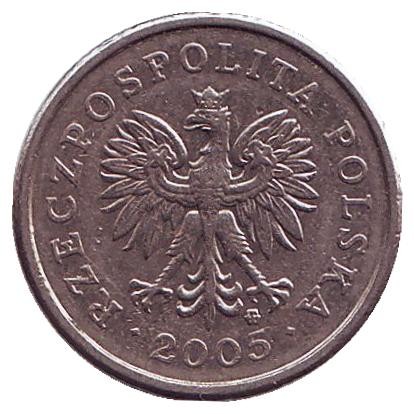 Монета 20 грошей. 2005 год, Польша. Монета 20 грошей. 2005 год, Польша.