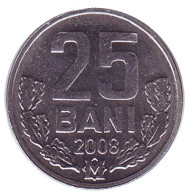Монета 25 бани. 2008 год, Молдавия. Монета 25 бани. 2008 год, Молдавия.