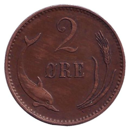 Монета 2 эре. 1902 год, Дания.