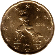 Монета 20 центов. 2006 год, Италия. Монета 20 центов. 2006 год, Италия.