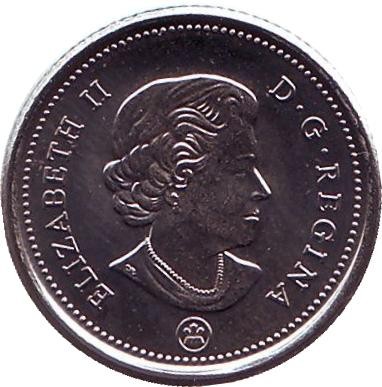 Монета 10 центов. 2016 год, Канада. Парусник.