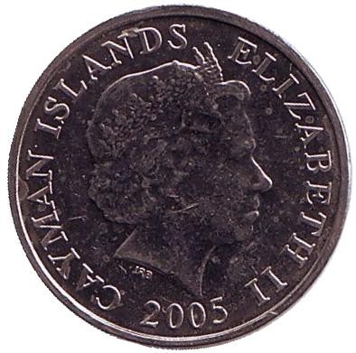 Монета 5 центов. 2005 год, Каймановы острова. Розово-пятнистая креветка. Монета 5 центов. 2005 год, Каймановы острова. Розово-пятнистая креветка.