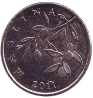 Монета 20 лип. 2011 год, Хорватия. Олива европейская. Монета 20 лип. 2011 год, Хорватия. Олива европейская.