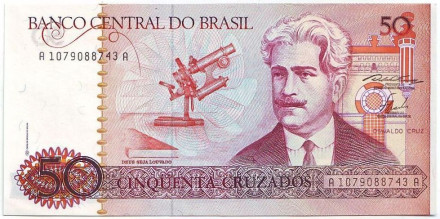 Банкнота 50 крузадо. 1986-1988 гг., Бразилия.