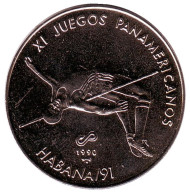 Монета 1 песо. 1990 год, Куба. XI Панамериканские игры в Гаване. Прыгун в высоту. Монета 1 песо. 1990 год, Куба. XI Панамериканские игры в Гаване. Прыгун в высоту.