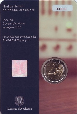 Монета 2 евро. 2016 год, Андорра. 25 лет Радио и телевидению Андорры. Монета 2 евро. 2016 год, Андорра. 25 лет Радио и телевидению Андорры.