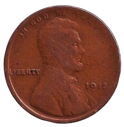 Монета 1 цент. 1915 год (P), США. Линкольн.