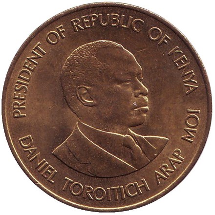 Монета 10 центов. 1990 год, Кения.