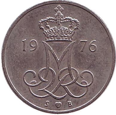 Монета 10 эре. 1976 год, Дания.