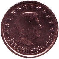Монета 2 цента. 2015 год, Люксембург. 