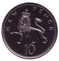 Монета 10 пенсов. 1972 год, Великобритания. Proof. Лев. Монета 10 пенсов. 1972 год, Великобритания. Proof. Лев.