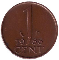 1 цент. 1966 год, Нидерланды.