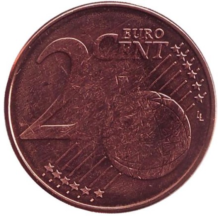 Монета 2 цента. 2004 год, Бельгия. Монета 2 цента. 2004 год, Бельгия.