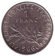 Монета 1 франк. 1966 год, Франция.