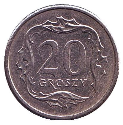 Монета 20 грошей. 2007 год, Польша.