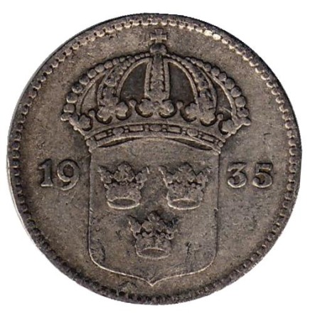 Монета 10 эре. 1935 год. Швеция. Монета 10 эре. 1935 год. Швеция.