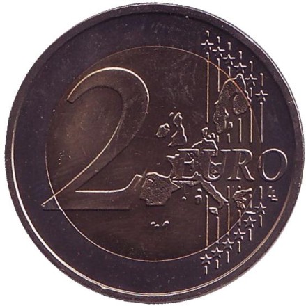 Монета 2 евро. 2002 год (F), Германия. Монета 2 евро. 2002 год (F), Германия.