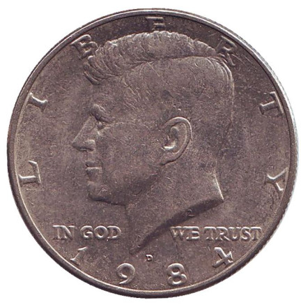 Монета 50 центов. 1984 год (D), США. Джон Кеннеди.