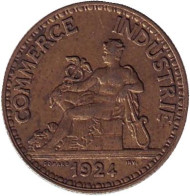 Монета 50 сантимов. 1924 год, Франция. Монета 50 сантимов. 1924 год, Франция.