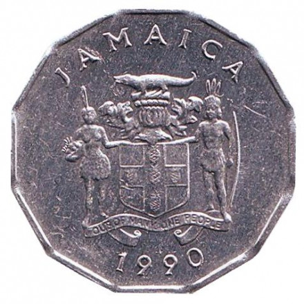 Монета 1 цент. 1990 год, Ямайка. aUNC. Аки. (Блигия вкусная). Монета 1 цент. 1990 год, Ямайка. aUNC. Аки. (Блигия вкусная).