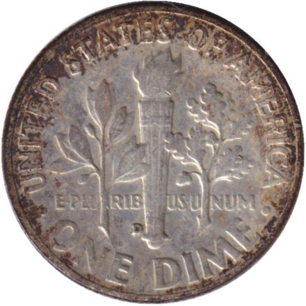 Монета 10 центов. 1958 год, США. Монетный двор D. Рузвельт. Монета 10 центов. 1958 год, США. Монетный двор D. Рузвельт.