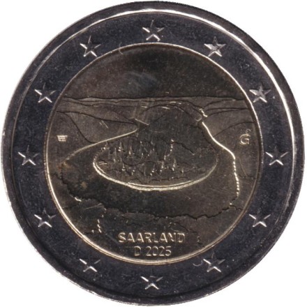 Монета 2 евро. 2025 год (G), Германия. Сааршляйфе. Саар.