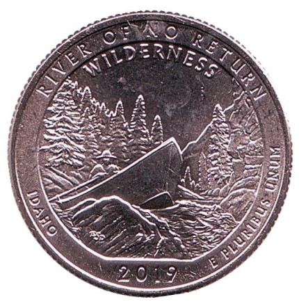 Монета 25 центов (D). 2019 год, США. Дикая местность - Река Фрэнк Черч. Парк № 50.