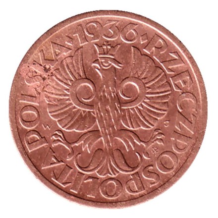 Монета 1 грош. 1936 год, Польша. Монета 1 грош. 1936 год, Польша.