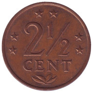 Монета 2,5 цента. 1978 год, Нидерландские антильские острова. Монета 2,5 цента. 1978 год, Нидерландские антильские острова.