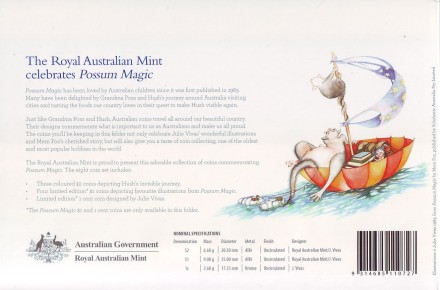 "Волшебство опоссума". Банковский набор монет Австралии (8 шт). 2017 год, Австралия. "Волшебство опоссума". Банковский набор монет Австралии (8 шт). 2017 год, Австралия.