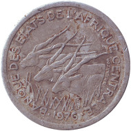 Монета 1 франк. 1976 год, Центральные Африканские Штаты. VF Африканские антилопы. Монета 1 франк. 1976 год, Центральные Африканские Штаты. VF Африканские антилопы.