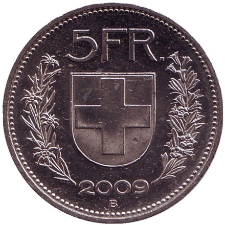 Монета 5 франков. 2009 год, Швейцария. Вильгельм Телль. Монета 5 франков. 2009 год, Швейцария. Вильгельм Телль.