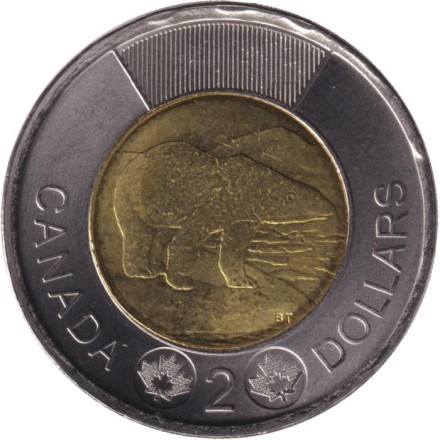 Монета 2 доллара. 2022 год, Канада. Полярный медведь.